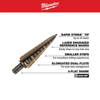 Single Ended Step Drill Bit - 3/16" Dia Min Hole