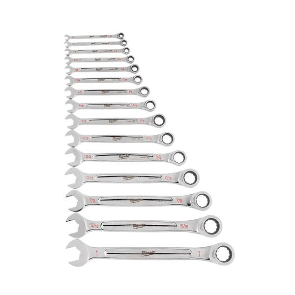 Combination Ratcheting Wrench Set - 15 Pieces - Steel