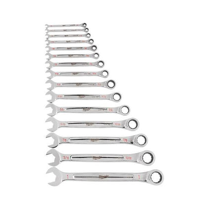 Combination Ratcheting Wrench Set - 15 Pieces - Steel