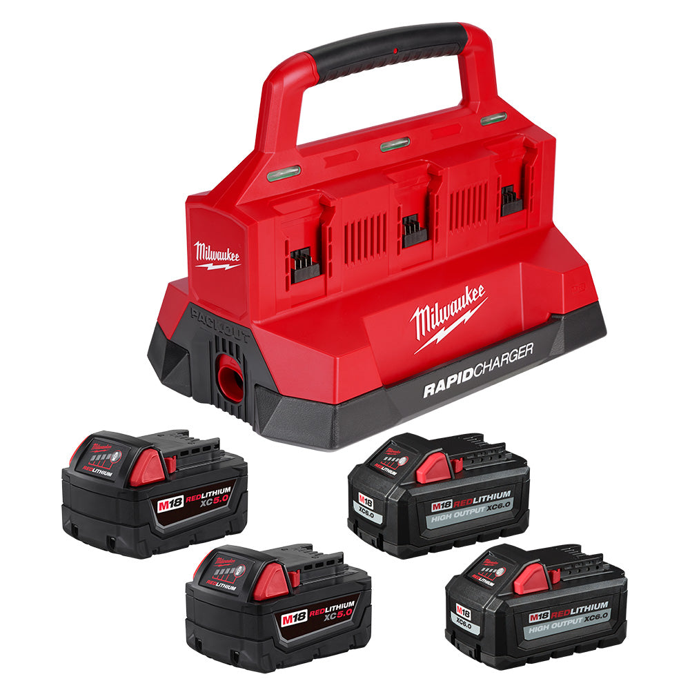 Milwaukee® 48-59-1865POC PACKOUT™ Rapid Charger, For Use With Milwaukee M18 Tools, Lithium Battery, (4) Batteries