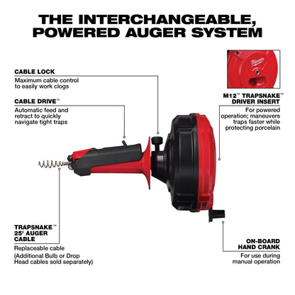 Auger With CABLE DRIVE, Black/Red