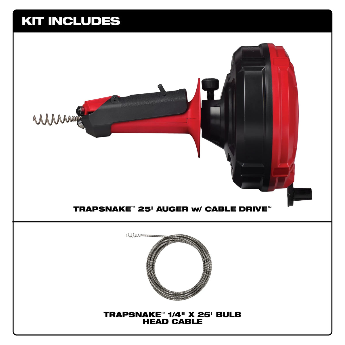 Auger With CABLE DRIVE, Black/Red
