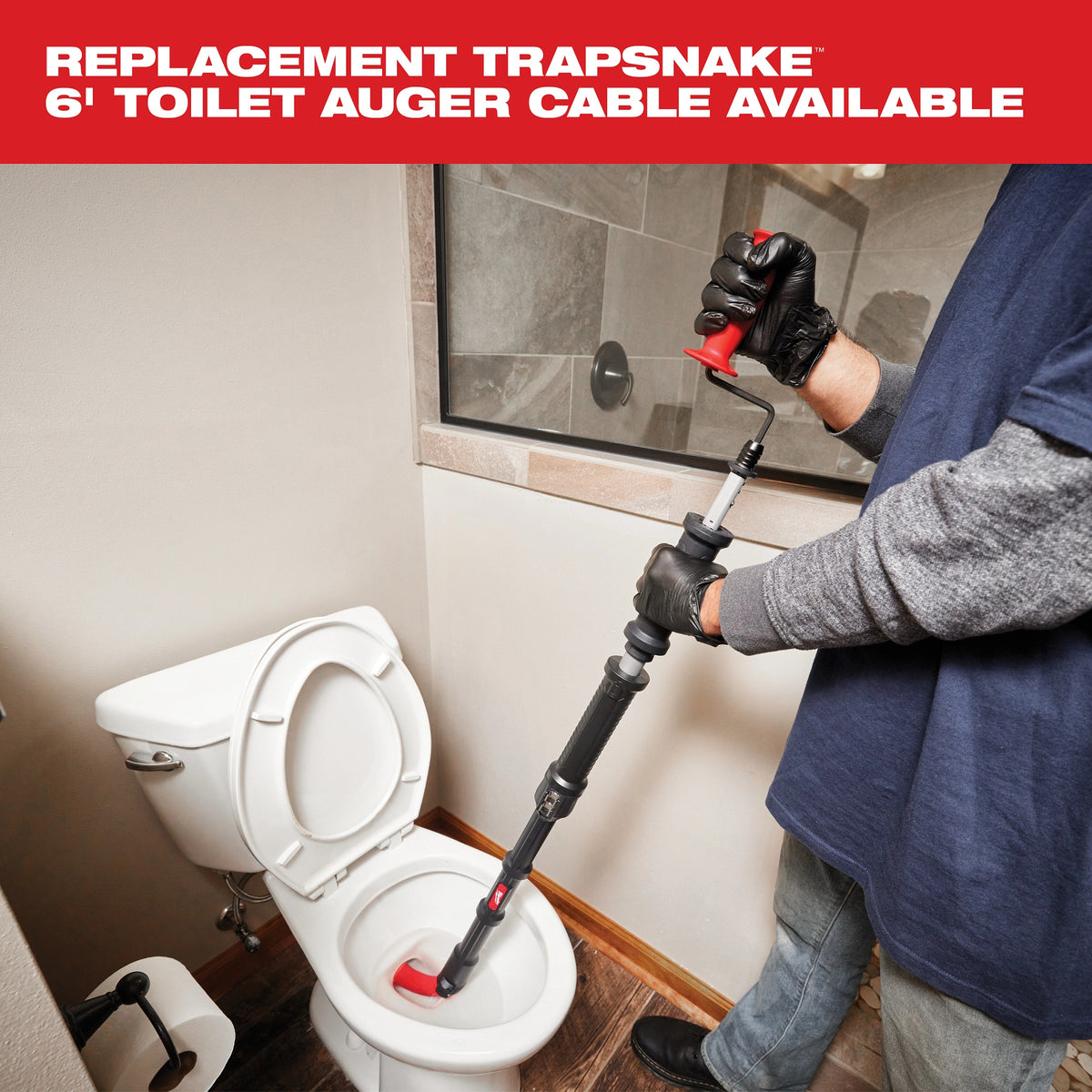 TRAPSNAKE Toilet Auger, Black/Red