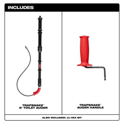 TRAPSNAKE Toilet Auger, Black/Red