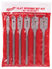 Universal Flat Boring Bit Set - 6 Pieces - Carbon Steel
