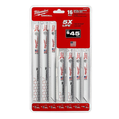 Multi-Purpose Reciprocating Saw Blade Set - 16 Pieces