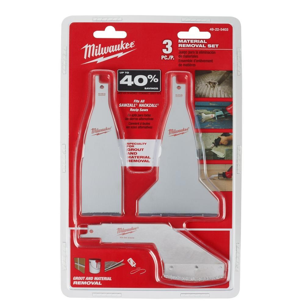 3-Piece Material Removal Blade Set - Carbide/Stainless Steel