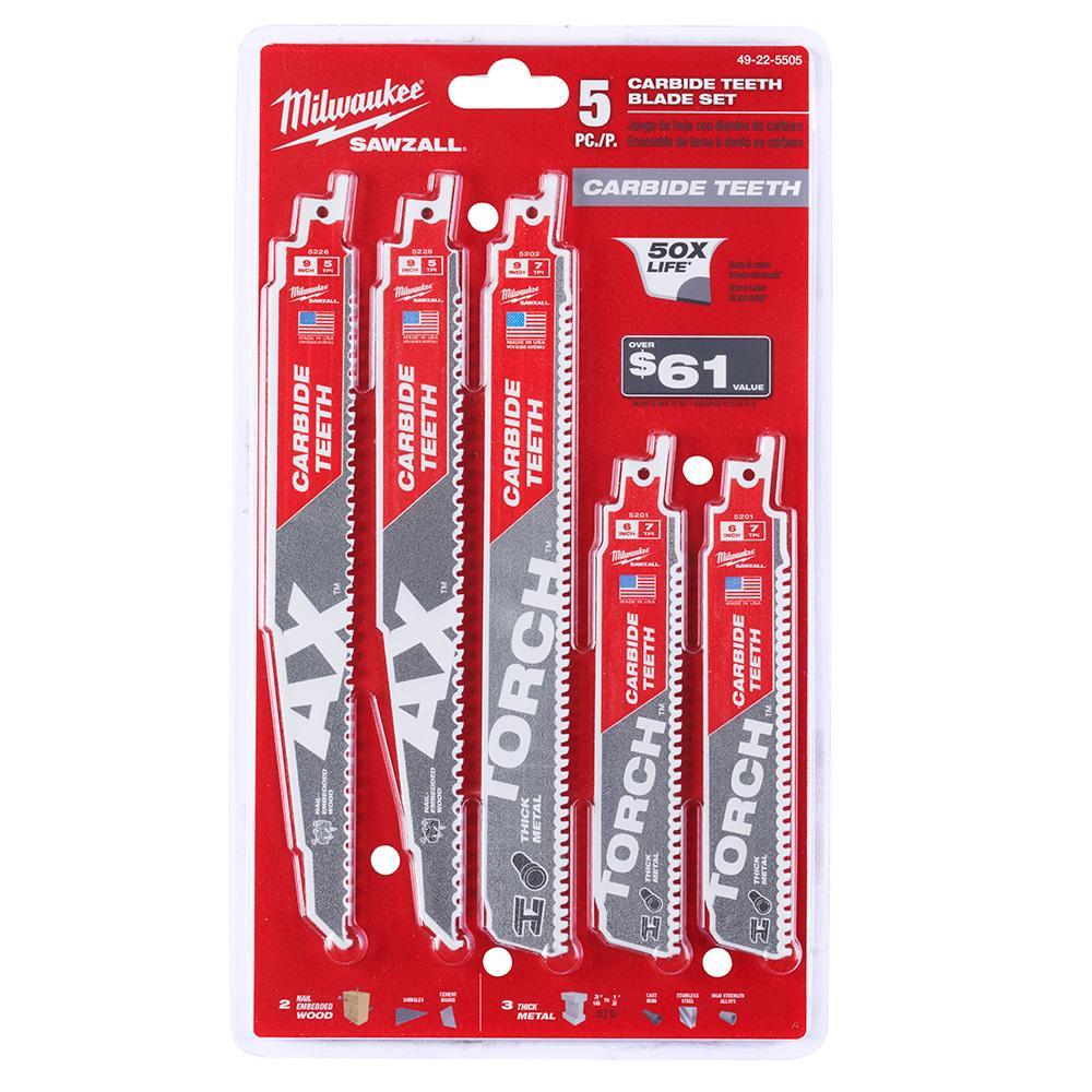 Reciprocating Saw Blade Set - 5 Pieces - 0.05" Thk
