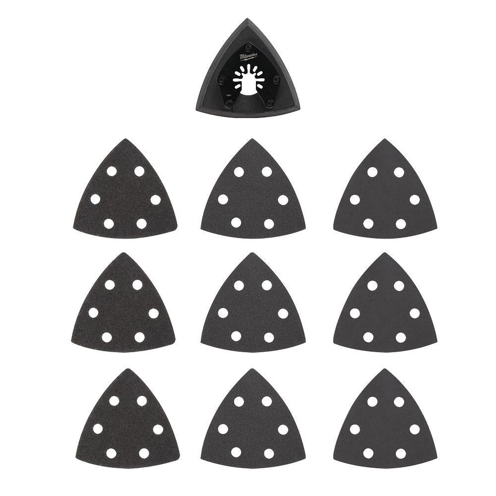 Milwaukee® 49-25-2009 OPEN-LOK™ Triangle Sanding Pad and Var Paper, For Use With Oscillating Multi-Tool, 3-1/2 in, Silicon Carbide