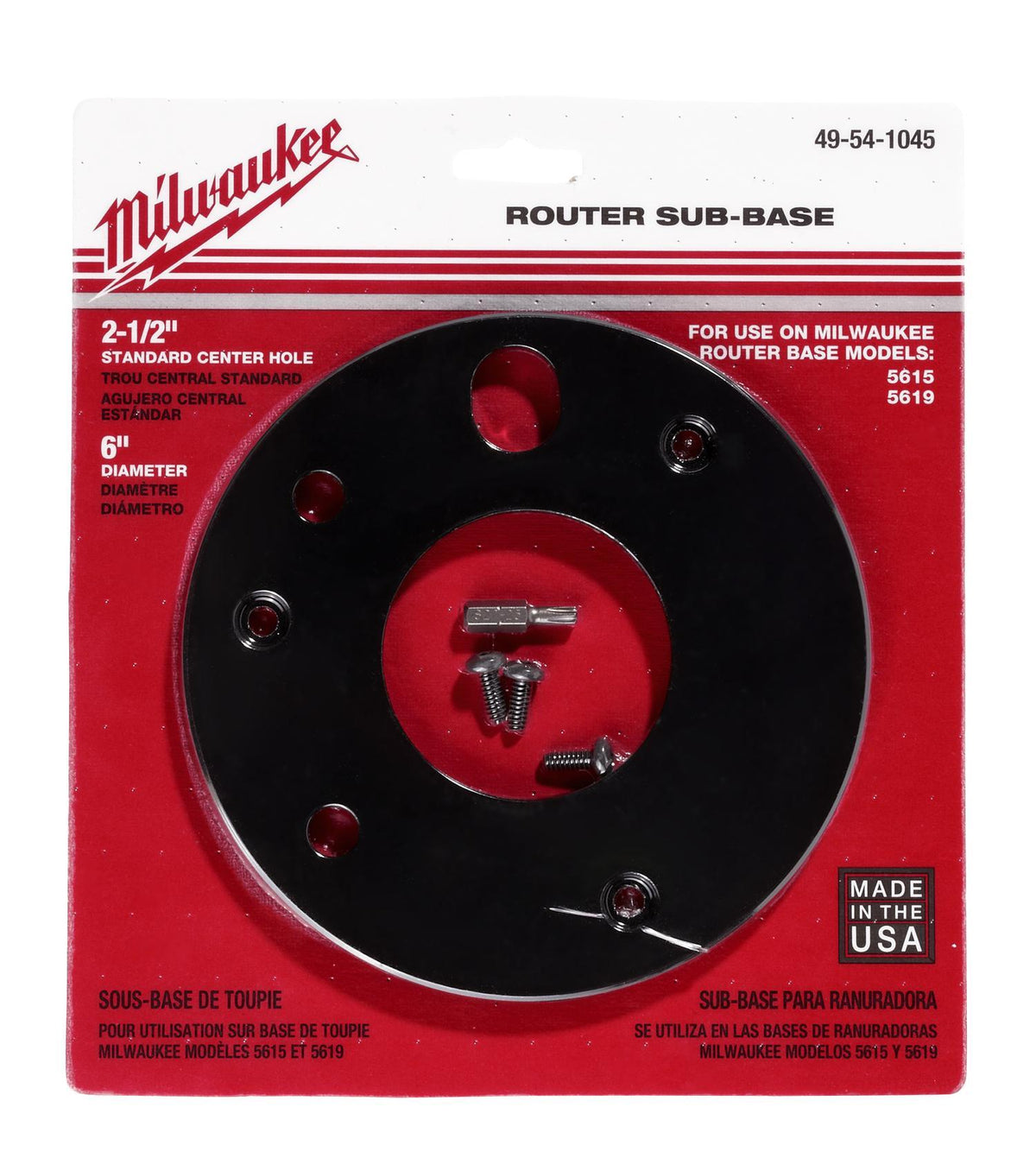 Center Hole Router Sub-Base - Black