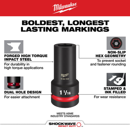 Socket - 1/2" Hex Drive - 1-1/8" Deep Socket