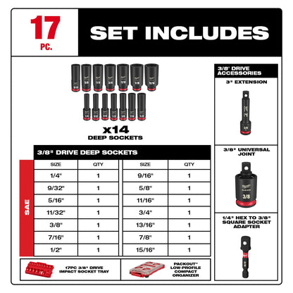 49-66 Socket Packout Set - 17 Pieces - Steel