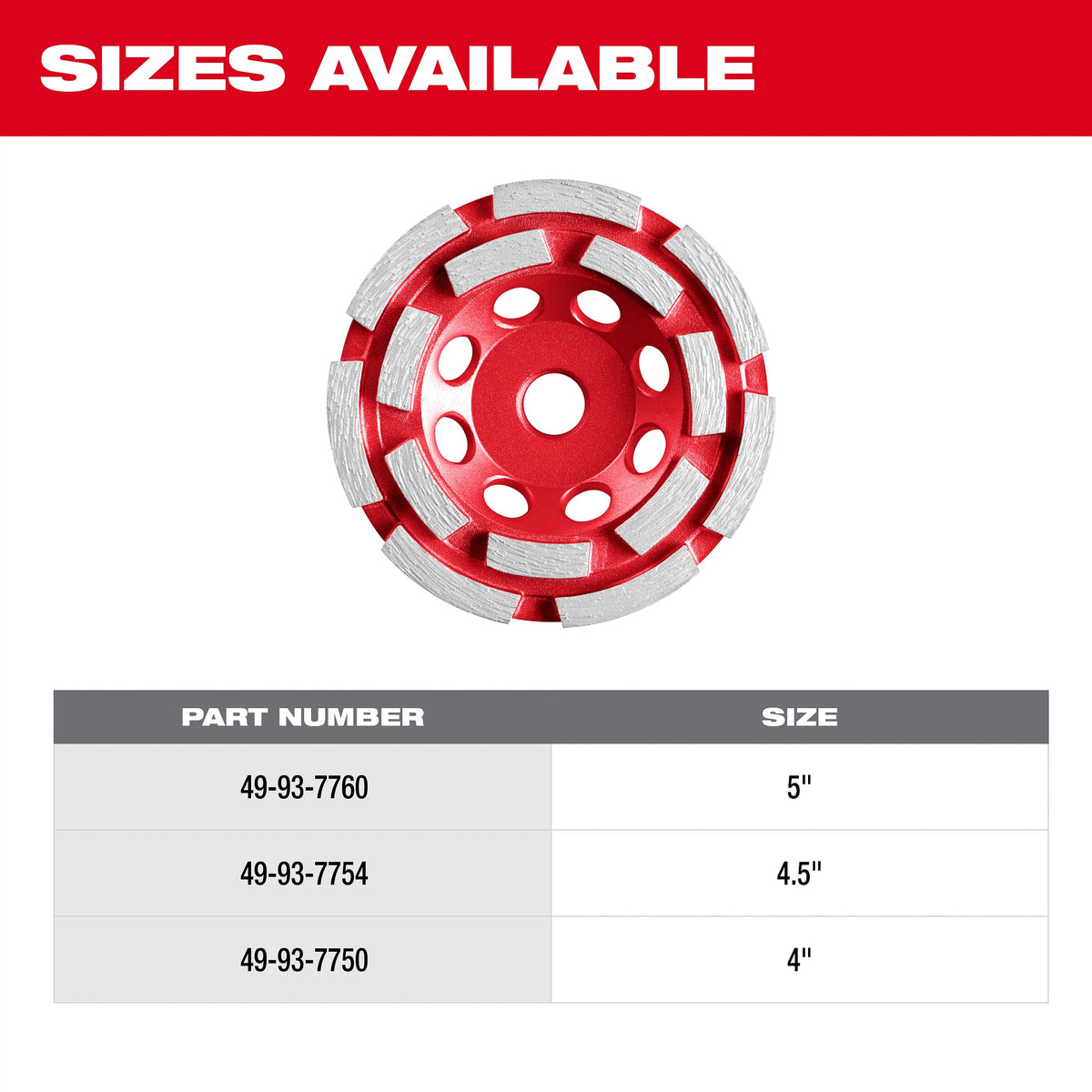 Double Row Diamond Cup Wheel - 4" Dia