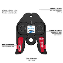 Milwaukee® 49-16-2650Z ZoomLock® MAX Press Jaw, For Use With M18™ FORCE LOGIC™ Press Tool, 1/4 in Size, Forged Steel