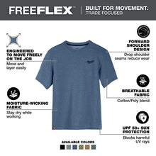 Milwaukee® 603BL-S Breathable Lightweight Short Sleeve Hybrid T-Shirt, Men's, S, Blue, Cotton/Polyester, 13 in L