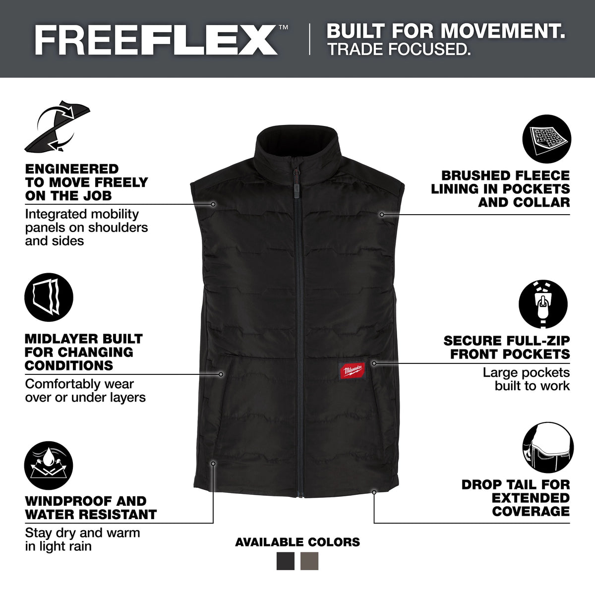Milwaukee® M350B-M Freeflex Durable Vest, M, Black, Polyester