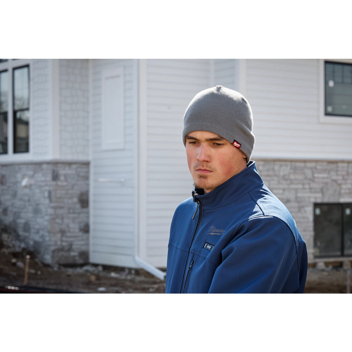 Fleece Lined Beanie - Gray - One Size