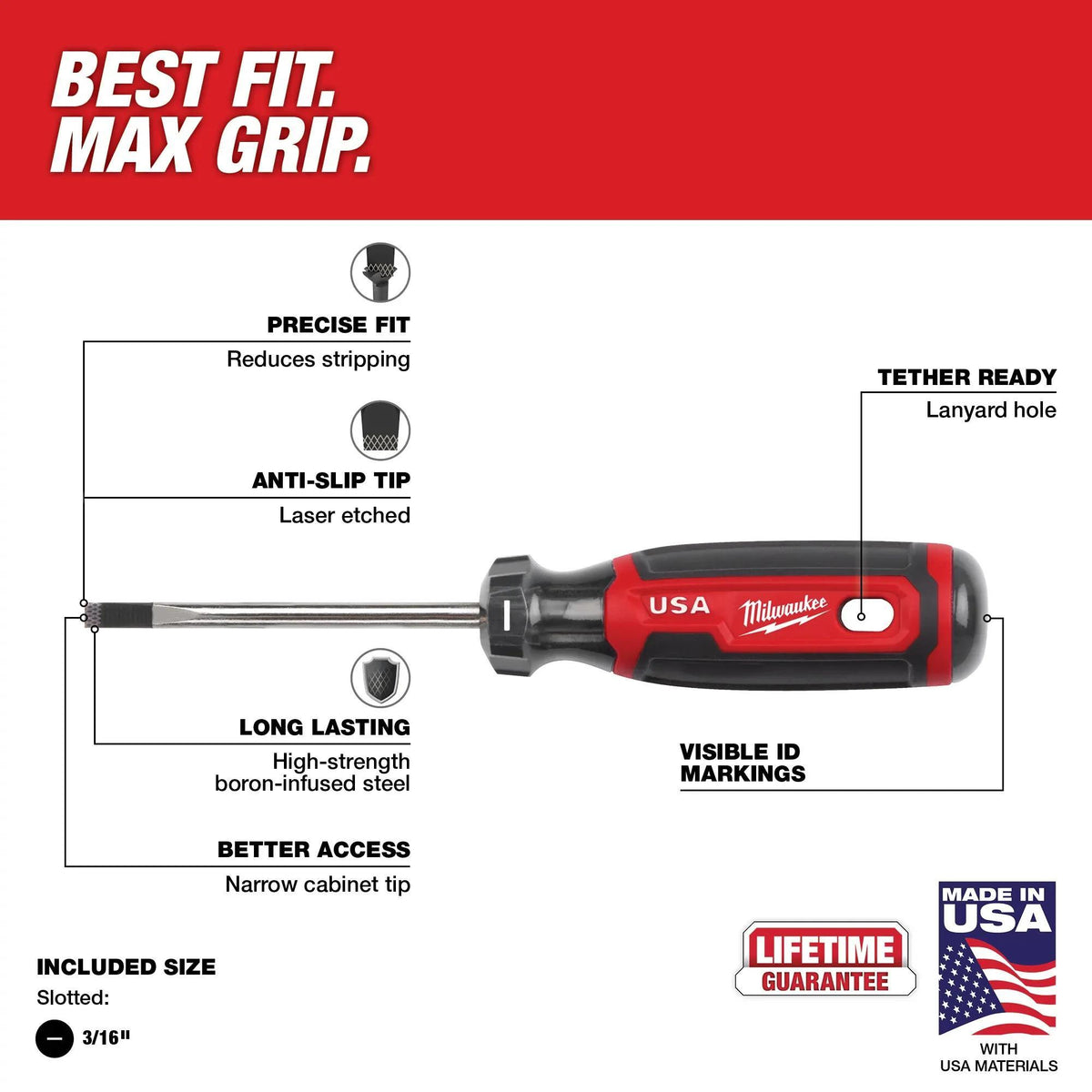 Standard Screwdriver - 3/16" Point Square Point