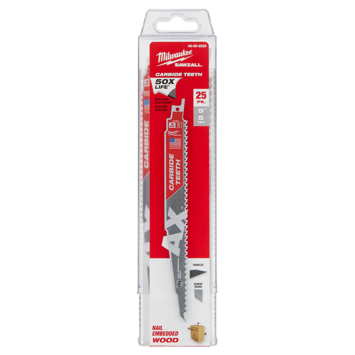 Tapered Back Reciprocating Saw Blade - 9" L - Carbide