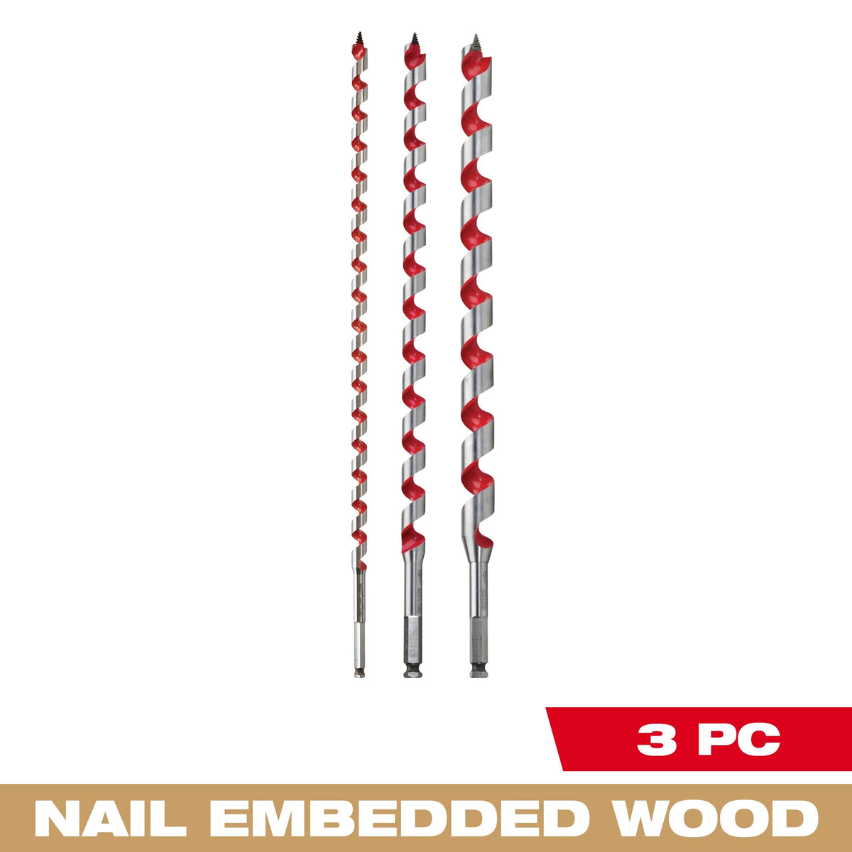 Wood Drill Bit Set - 3 Pieces - Alloy Steel