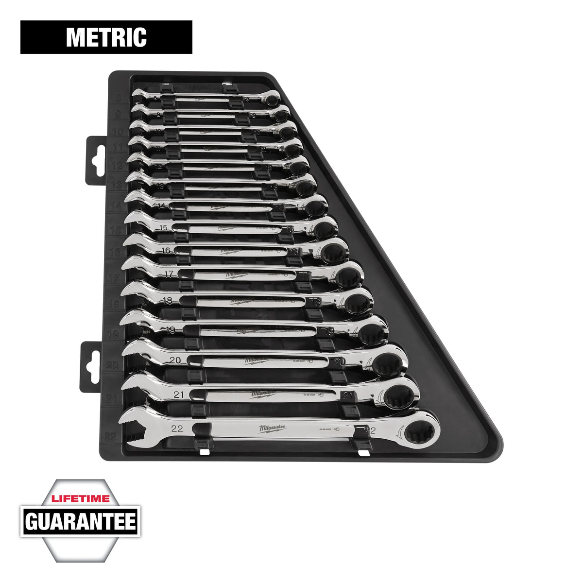 Combination Ratcheting Wrench Set - Polished Chrome