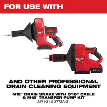 Inner Core Bulb Head Drain Cleaning Cable, 5/16 in, Steel