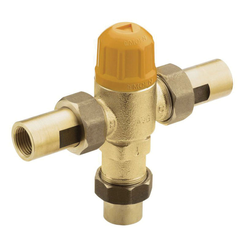 Moen® 104466 M-DURA™ Thermostatic Mixing Valve, 1/2 in IPS Inlet x 1/2 in IPS Outlet, 125 psi, 12.5 gpm, Brass Body, Import