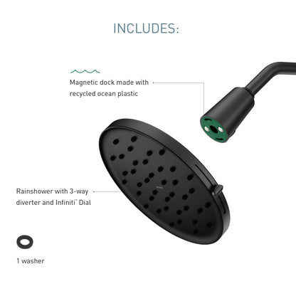 Adjustable Rainshower Shower Head - Matte Black - 1.75 GPM