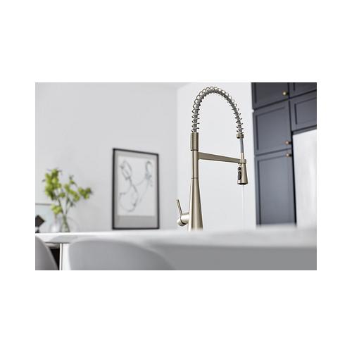 Moen® 7622BG 7622 Cia Pull-Down Kitchen Faucet, 1.5 gpm Flow Rate, Brushed Gold, 1 Handles, 1, 3 Faucet Holes, Domestic, Commercial