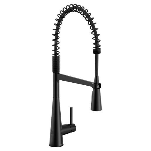Moen® 5925EWBL 5925EW Sleek Flexible Faucet, 1.5 gpm Flow Rate, Matte Black, 1 Handles, 3 Faucet Holes, Function: Traditional, Domestic