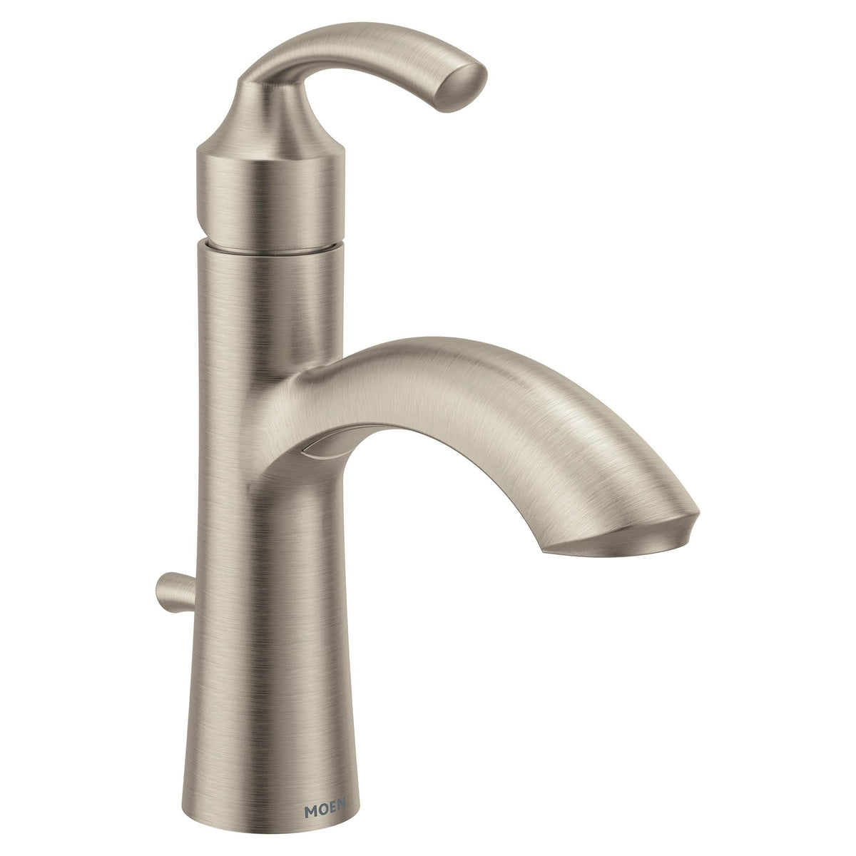 Moen® 6170BN 6170 Glyde Bathroom Faucet, 1.2 gpm Flow Rate, 4-5/16 in H Spout, 1 Handles, Lift Rod Drain, Brushed Nickel