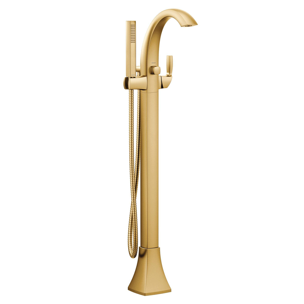 Moen® 695BG Floor Mount Tub Filler Faucet, Voss™, 1.75 gpm, Brushed Gold, 1 Handle, Import
