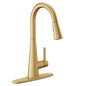 Moen® 7864BG 7864 Sleek Pull-Down Kitchen Faucet, 1.5 gpm Flow Rate, Brushed Gold, 1 Handles, 1, 3 Faucet Holes, Import, Commercial