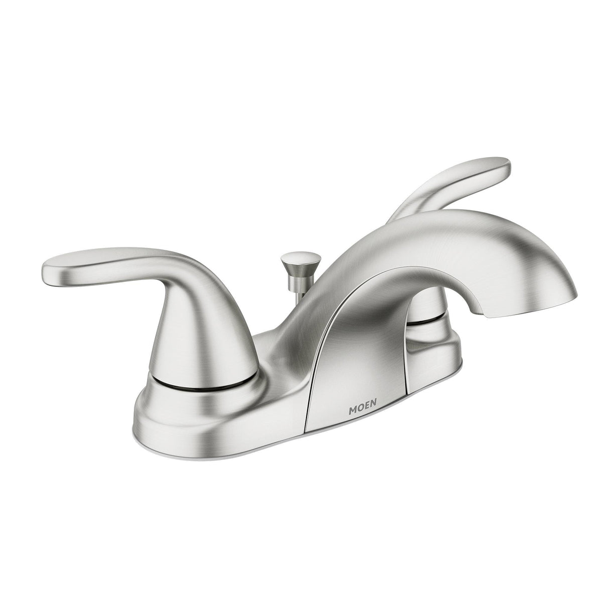 Moen® 84603SRN 84603 Adler™ Faucet, Spot Resist Brushed Nickel, 2 Handles, Lift Rod Drain, 1.2 gpm Flow Rate