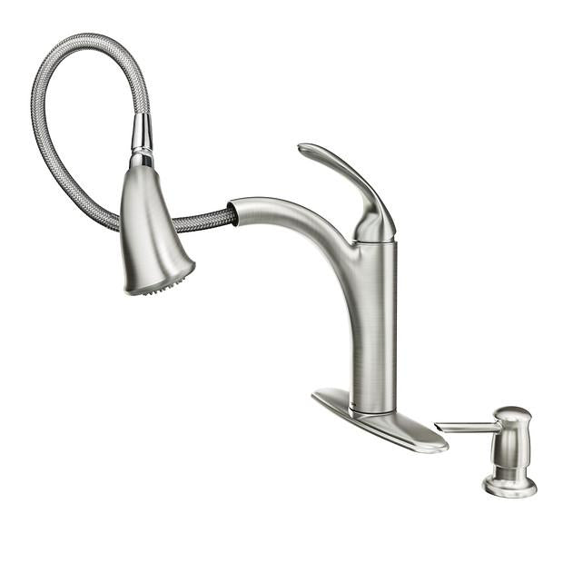 Kinzel - Low Arc Pull-Out Kitchen Faucet - Deck Mount