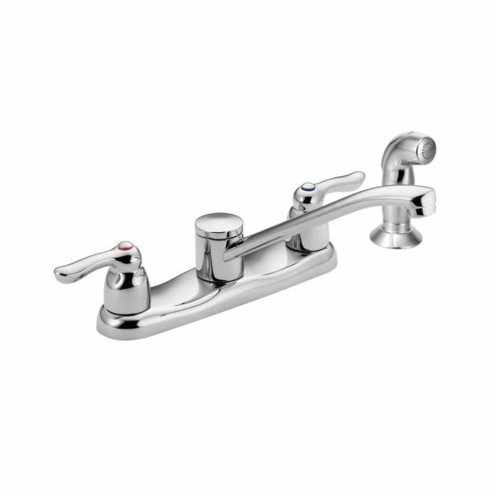 Moen® 8791 M-BITION™ Kitchen Faucet, 1.5 gpm Flow Rate, 8 in Center, Polished Chrome, 2 Handles, Domestic