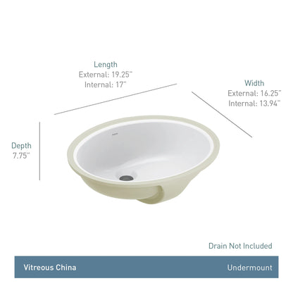 BGCW10 - 19.25" Bathroom Sink - Undermount - Oval Shape