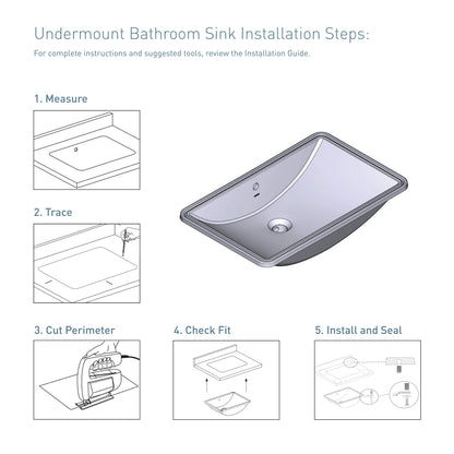 BGCW10 - 23.63" Bathroom Sink - Undermount - Rectangle Shape