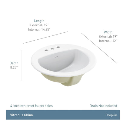BGCW13 - 19 x 19" Bathroom Sink - Undermount - Oval Shape