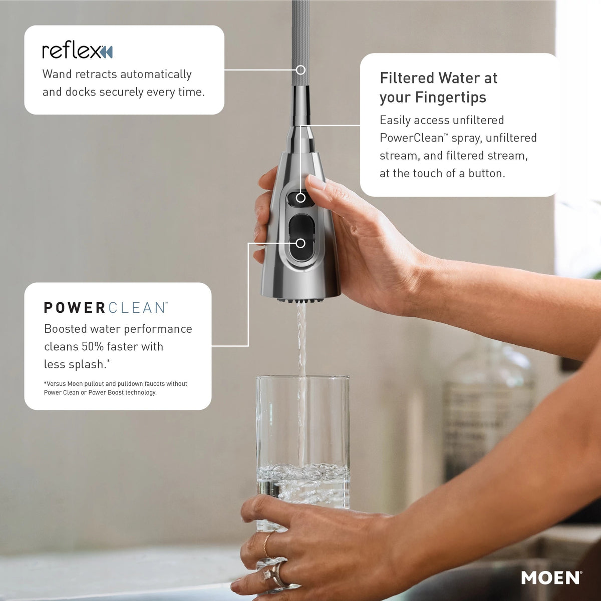 Moen® FS73004NL FS73004 Weymouth Flexible Faucet, 1.5 gpm Flow Rate, Polished Nickel, 1 Handles, 1 Faucet Holes, Function: Traditional