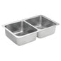 Moen® G18212B 1800 Kitchen Sink, Rectangle Shape, 14 in Left, 14 in Right L x 16 in Left, 16 in Right W Bowl x 9 in Left, 9 in Right D Bowl, 31-1/4 in L x 18 in W, Undermount Mounting, Stainless Steel