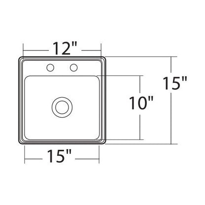 15" Drop-in Kitchen Sink - Stainless - Single Bowl