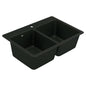Moen® GGB3028B Double-Equal Sink, 33 in L x 20 in W x 9-1/2 in D, Dual Mounting, Granite, Black, Import