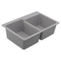 Moen® GGR3024B Double-Offset Sink, 33 in L x 20 in W x 9-1/2 in D, Dual Mounting, Granite, Gray, Import