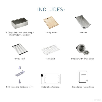 32" Rear Center Drain Kitchen Sink - Undermount
