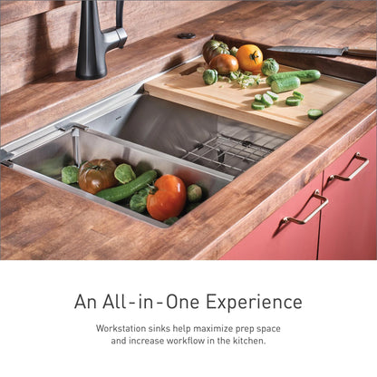 32" Rear Center Drain Kitchen Sink - Undermount