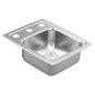 Moen® GS181873 1800 Bar/Prep Sink, 3 Faucet Holes, 13 x 17 in, Drop-In Mounting, Stainless Steel, Domestic