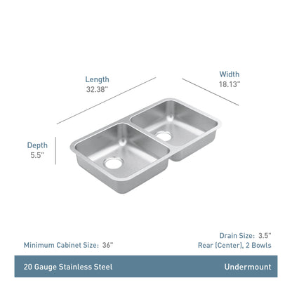 Prep - Standard Duty Sink - Double Bowl