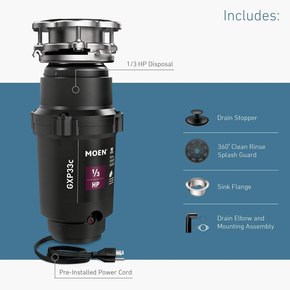 1/3HP DISPOSAL W/CORD PRO