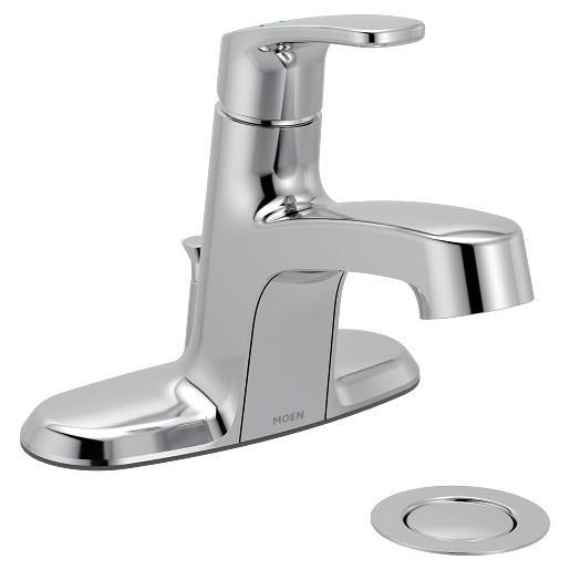 Moen® L45725 CHATEAU® Faucet with Waste Assembly, Polished Chrome, 1 Handles, Lift Rod Drain, 1.2 gpm Flow Rate